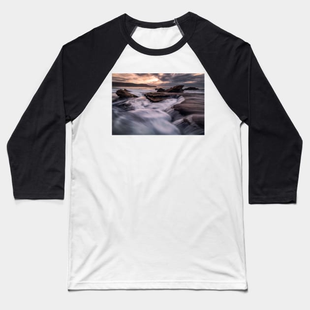 Water flowing over the rocks at Killcare Beach on NSW Central Coast Baseball T-Shirt by Geoff79